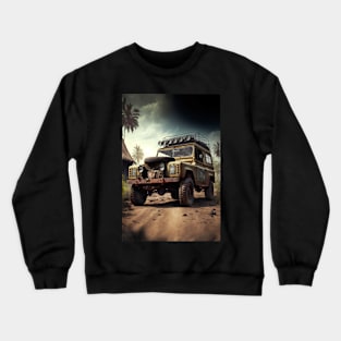 Brown Safari pick up truck in the wild-tire on hood Crewneck Sweatshirt